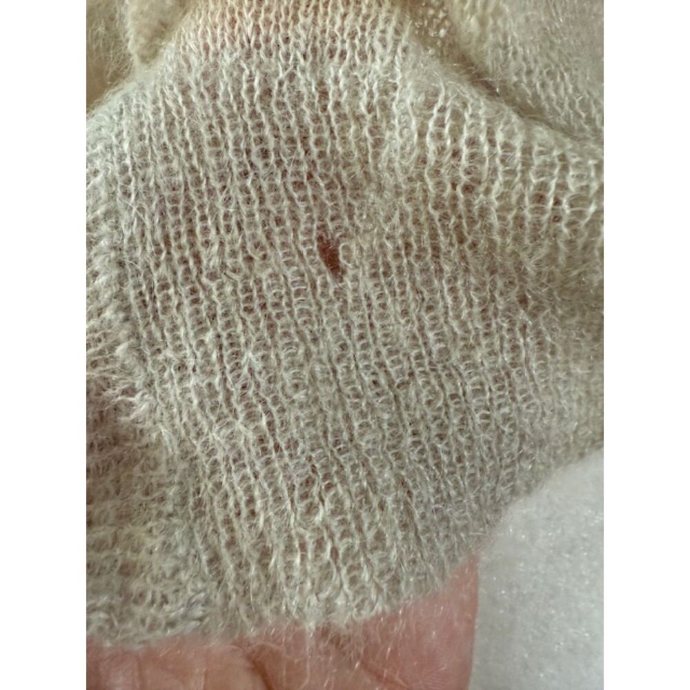 J Crew Mohair Wool Ruffle Cardigan‎ XS Ivory Cream Fall 2010 As Is Flaw Coquette - Picture 7 of 7